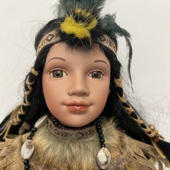 Cathay Collection Porcelain Native American Girl 16" Doll 102-5000 - Picture 2 of 7